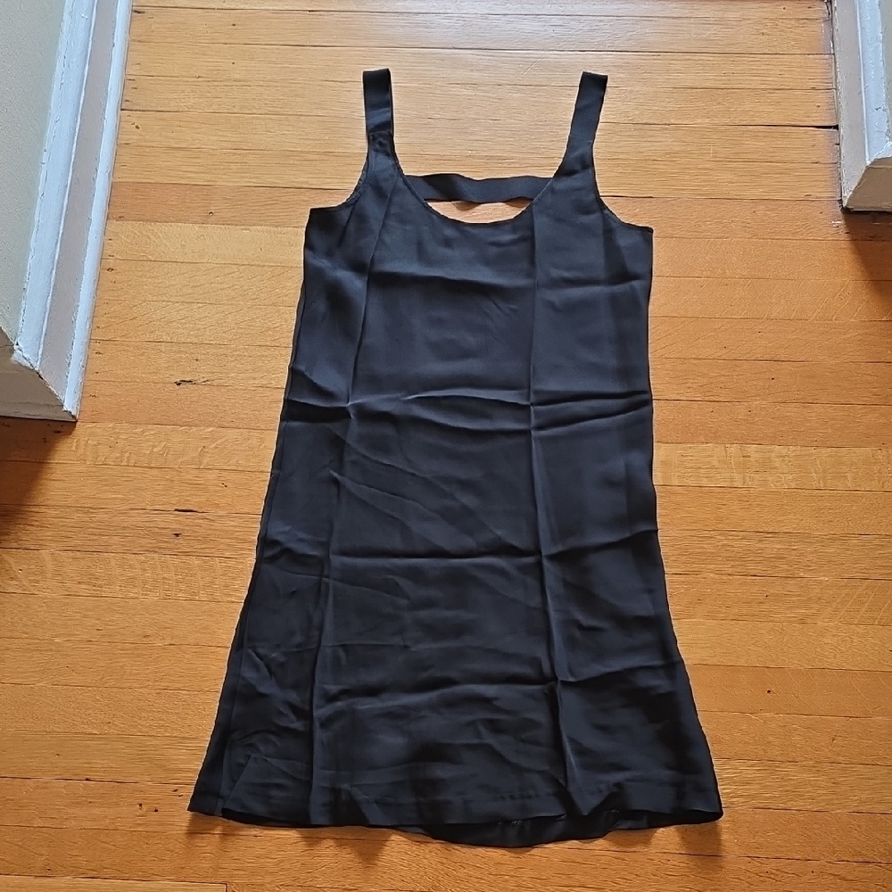 Theory, Ireana, Pendant Viscose Silk Black Mini Slip Dress, EUC, Women's